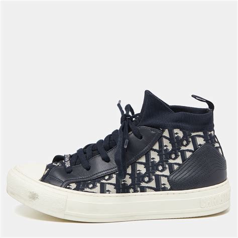 walk'n'dior high-top sneaker in dior oblique technical knit